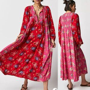 NEW Spell $289 Solstice Boho Midi Dress Pink Salsa Rose Maxi Dress